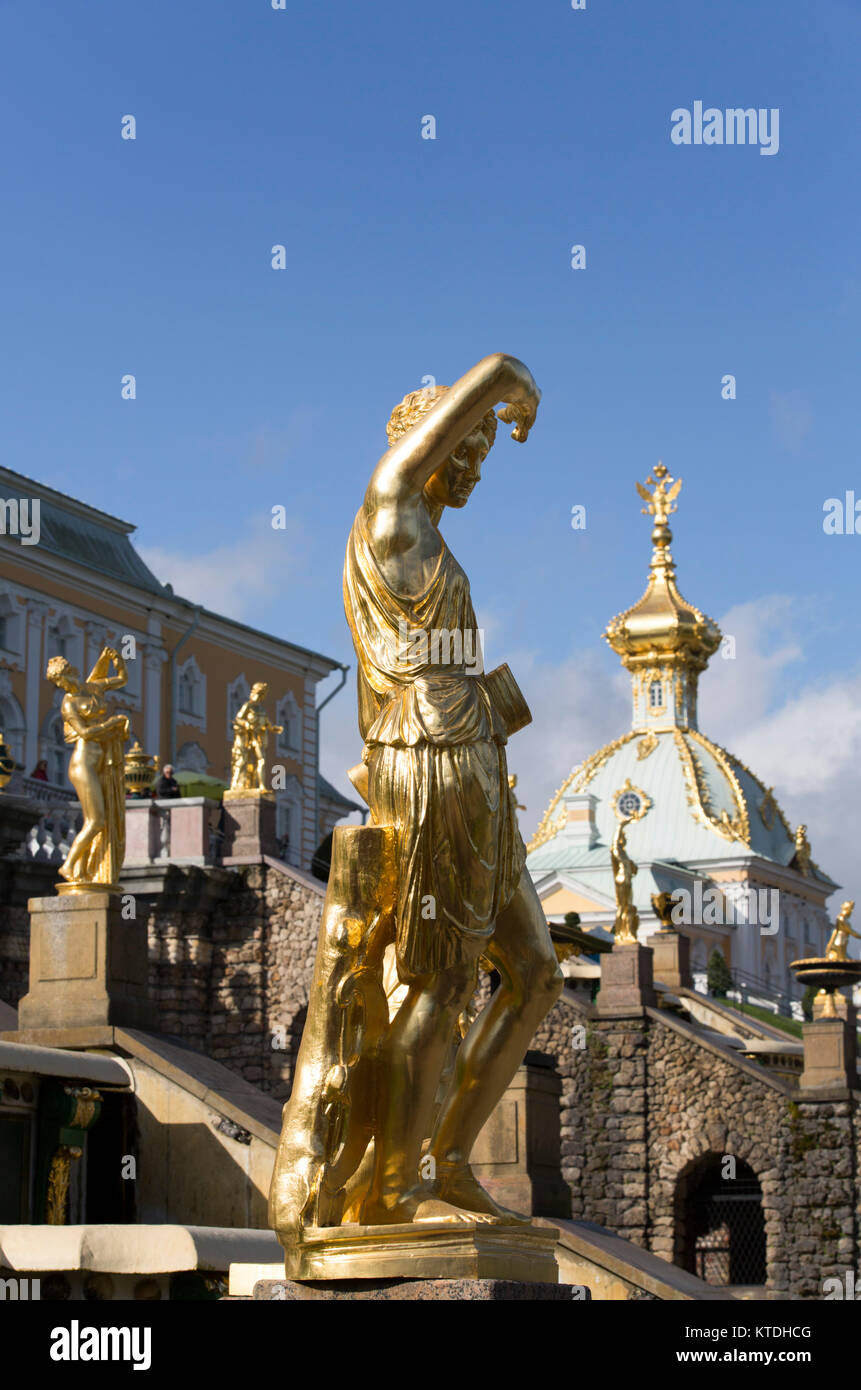Statue of Jupiter, Great Cascade (background), Peterhof, UNESCO World
