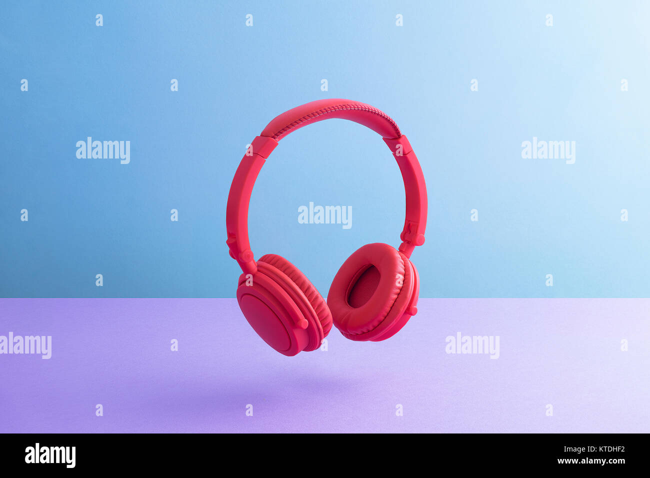 Red wireless headphones Stock Photo