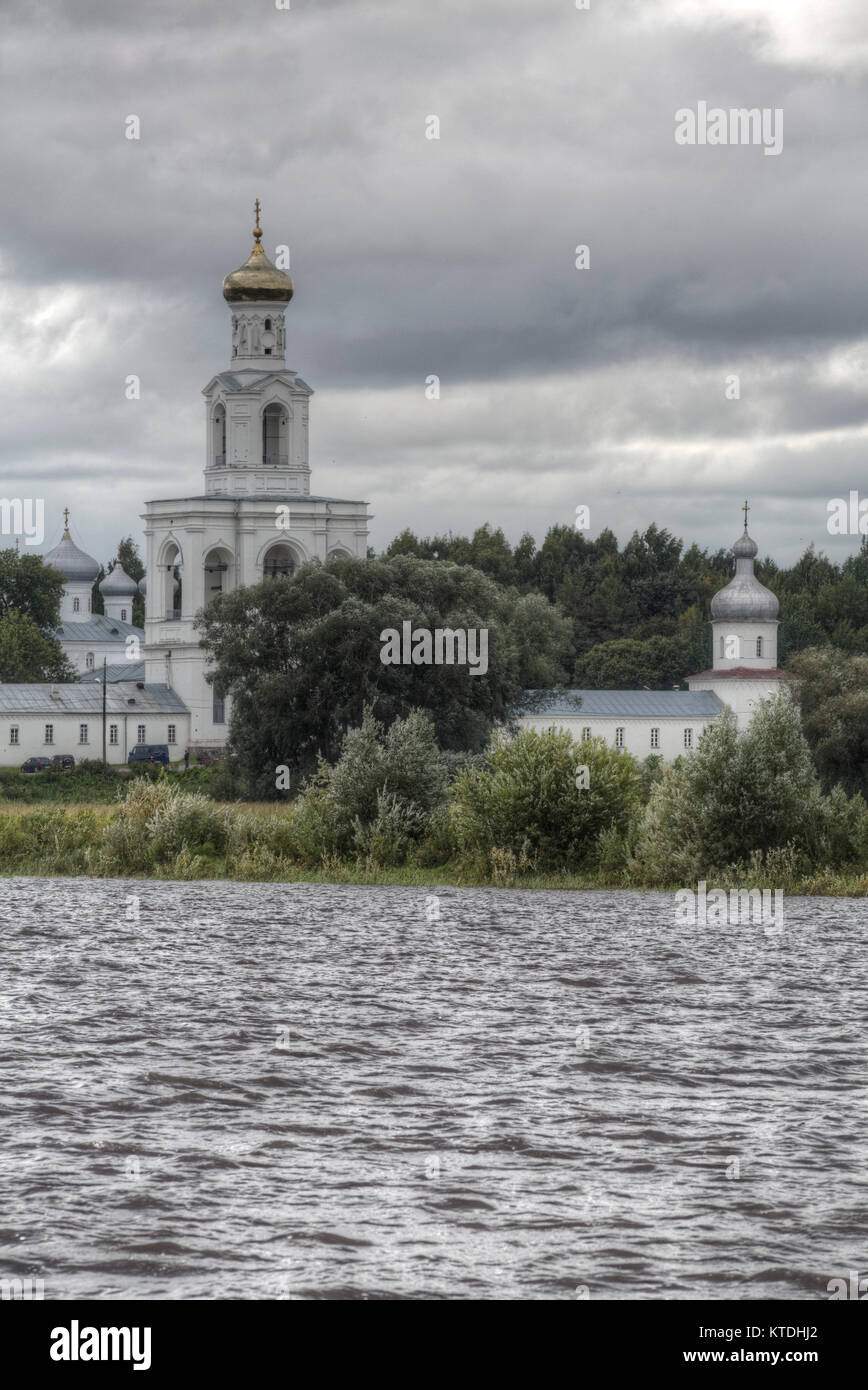 Belfry, Zverin Monastery, UNESCO World Heritage Site, Veliky Novgorod, Novgorod Pblast, Russia Stock Photo