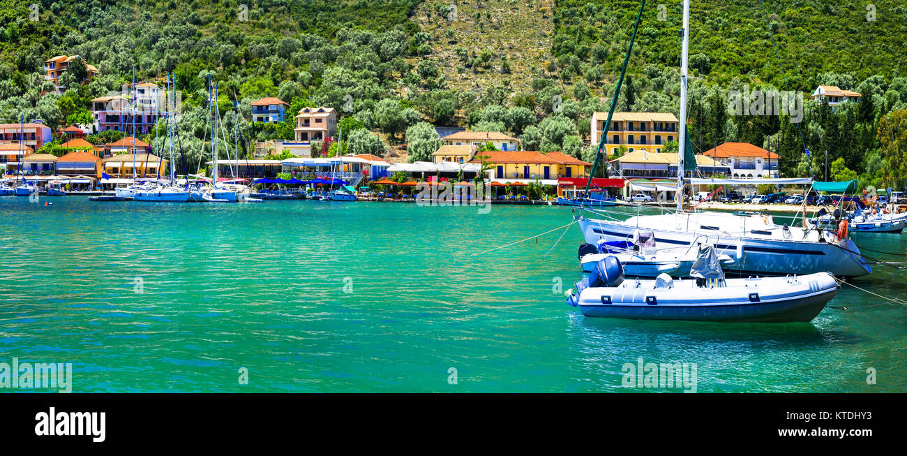 Greece holidays - Lefkada island, charming tranquil Sivota village Stock Photo