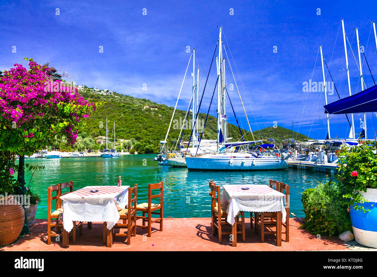Greece holidays - Lefkada island, charming tranquil Sivota village Stock Photo