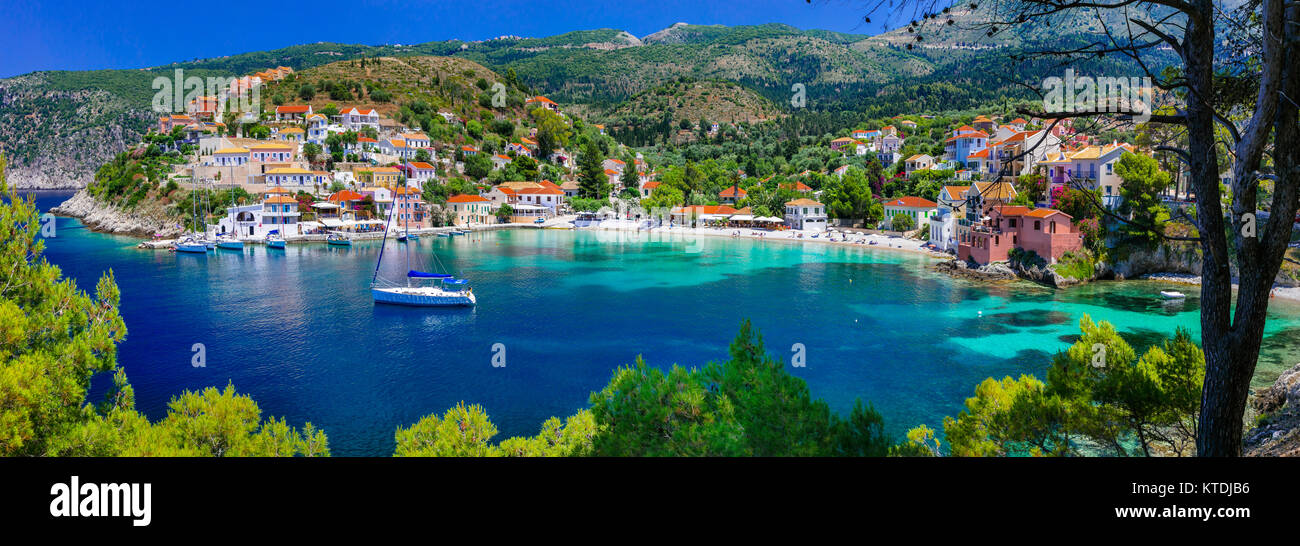 Beautiful Assos village,kefalonia island,Greece. Stock Photo