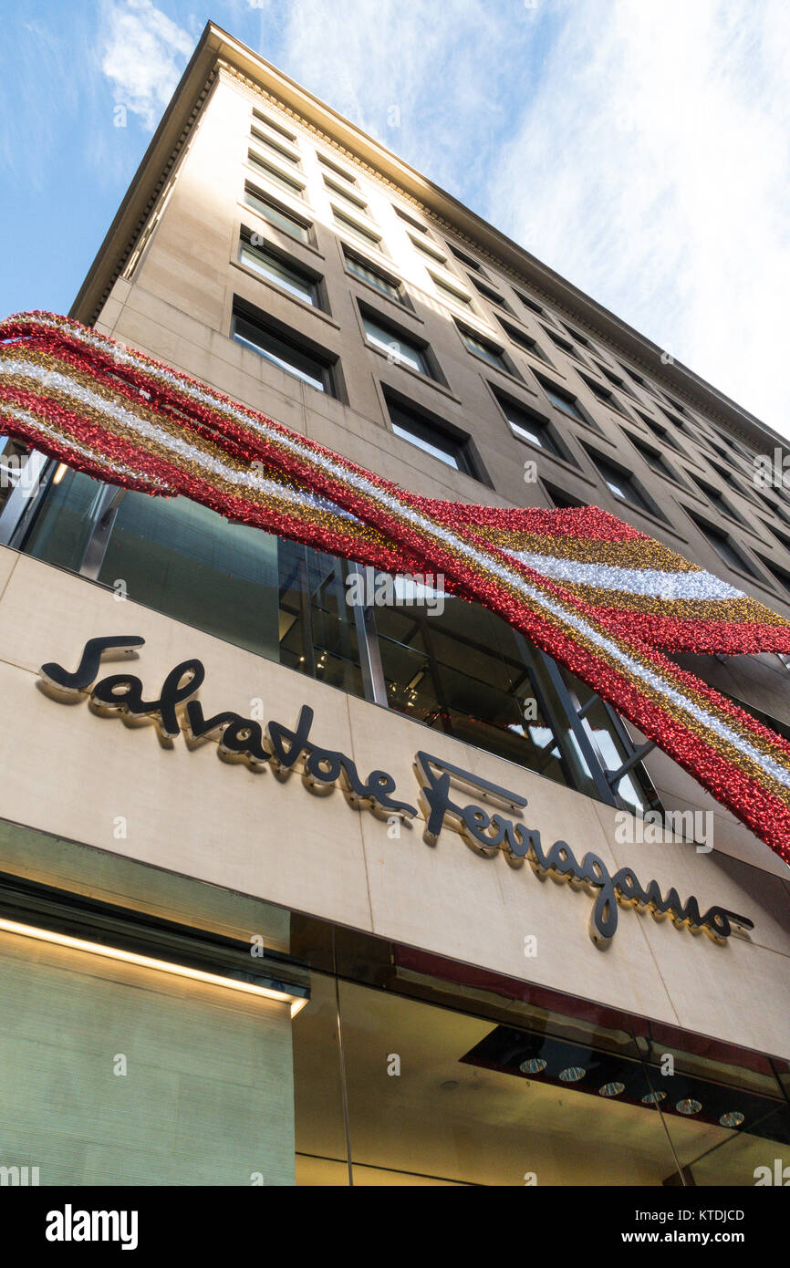 Salvatore Ferragamo Store on Fifth Avenue with Holiday Decor, NYC, USA  Stock Photo - Alamy