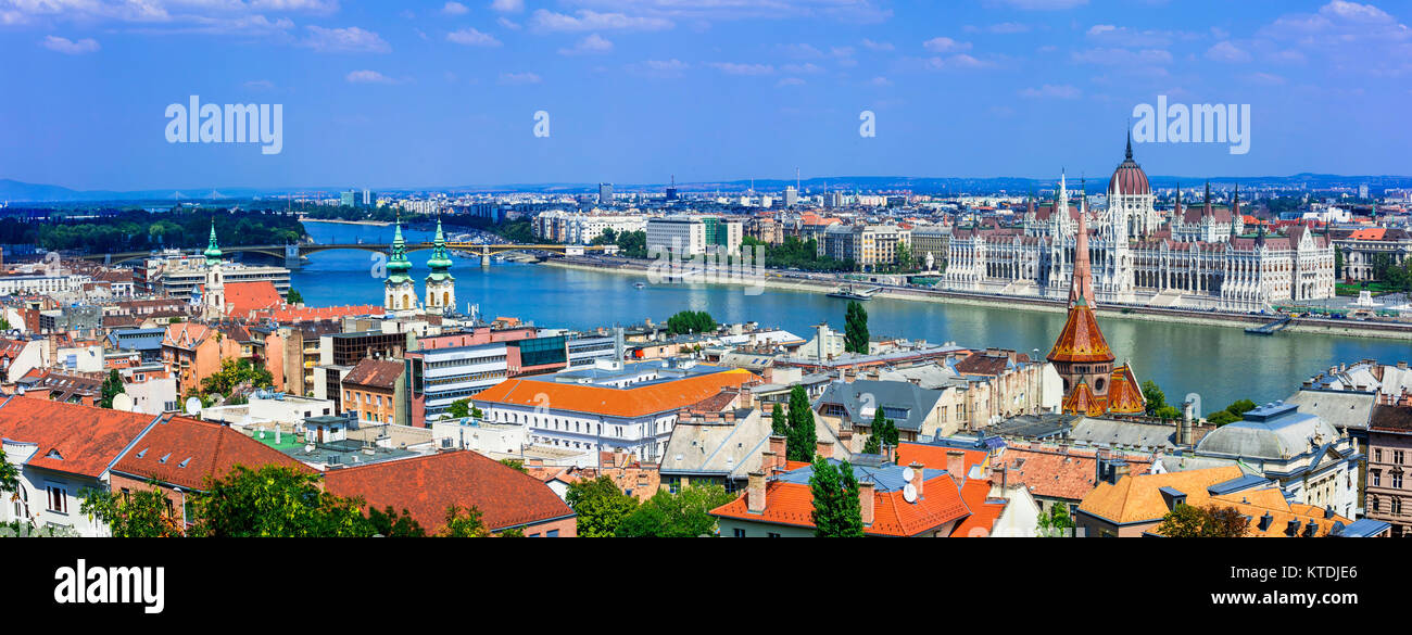 Impressive Budapest town over Danube river,Hungary. Stock Photo
