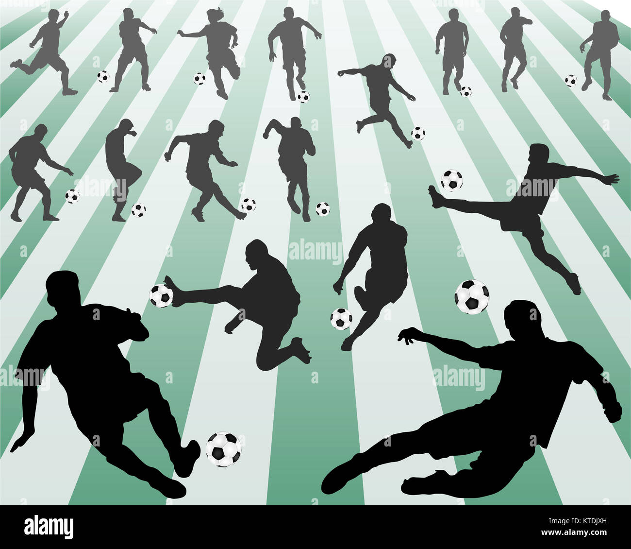 Black silhouettes of football players, vector illustration Stock Photo