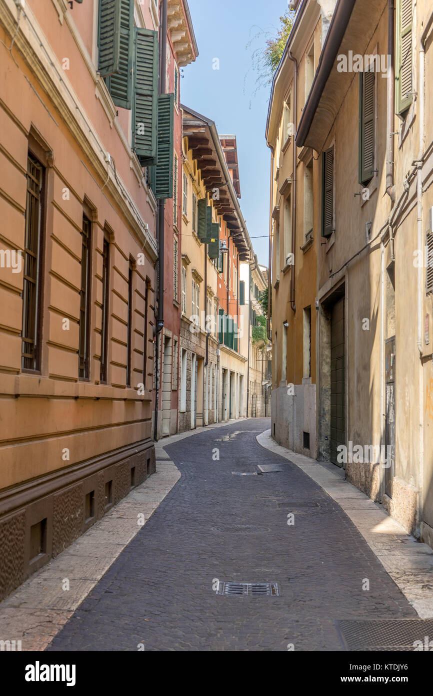 View into an alley of the old town of Verona in Italy Stock Photo