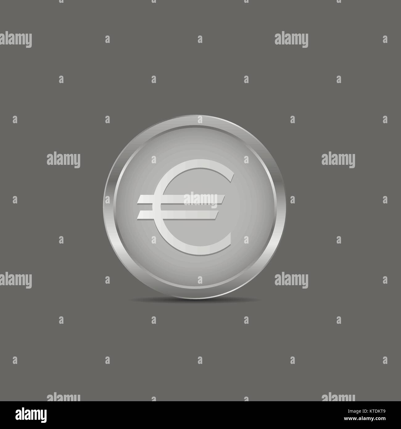 Silver euro coin Stock Vector