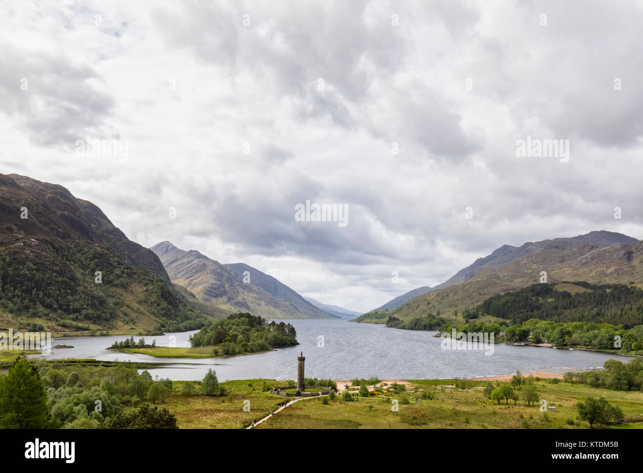 Great Britain, Scotland, Scottish Highlands, Glenfinnan, Loch Shiel and Glenfinnan Monument Stock Photo