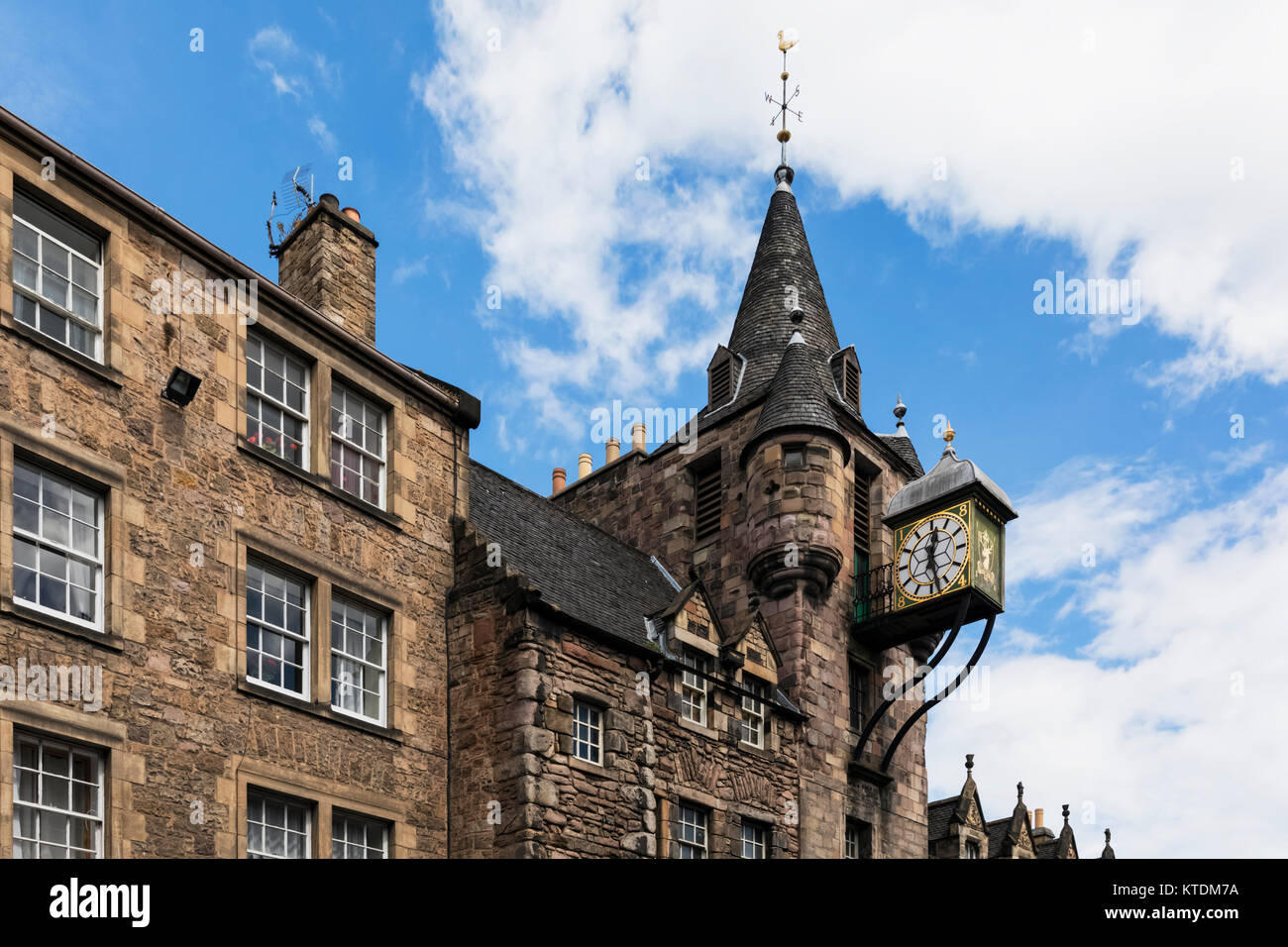 Great Britain, Scotland, Edinburgh, Tolbooth Clock at Royal Mile Stock