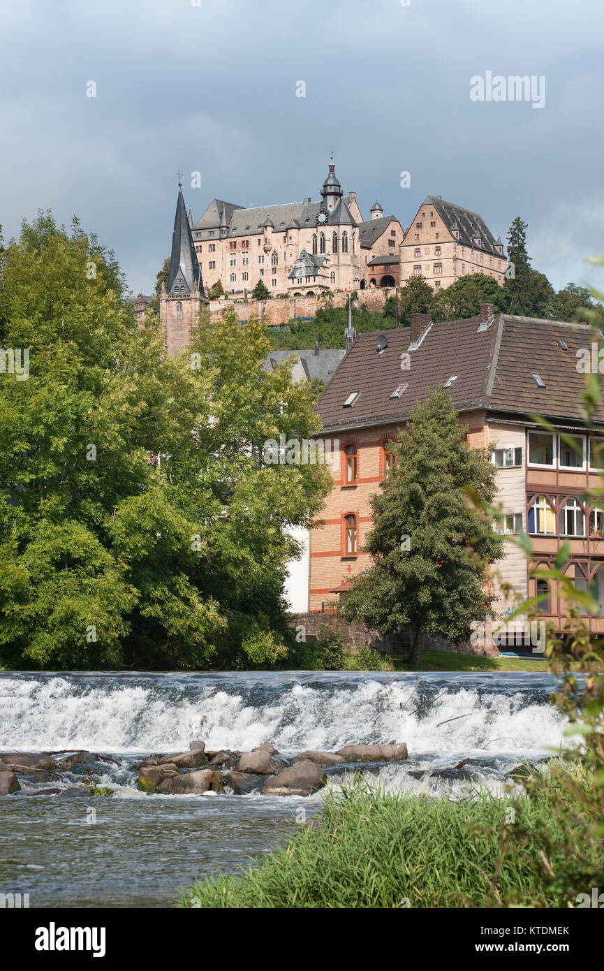 Schloss über der Lahn, Stätte der Reformation, Marburger Religionsgespräche mit Luther  1529 ,Marburg, Hessen, Deutschland Stock Photo