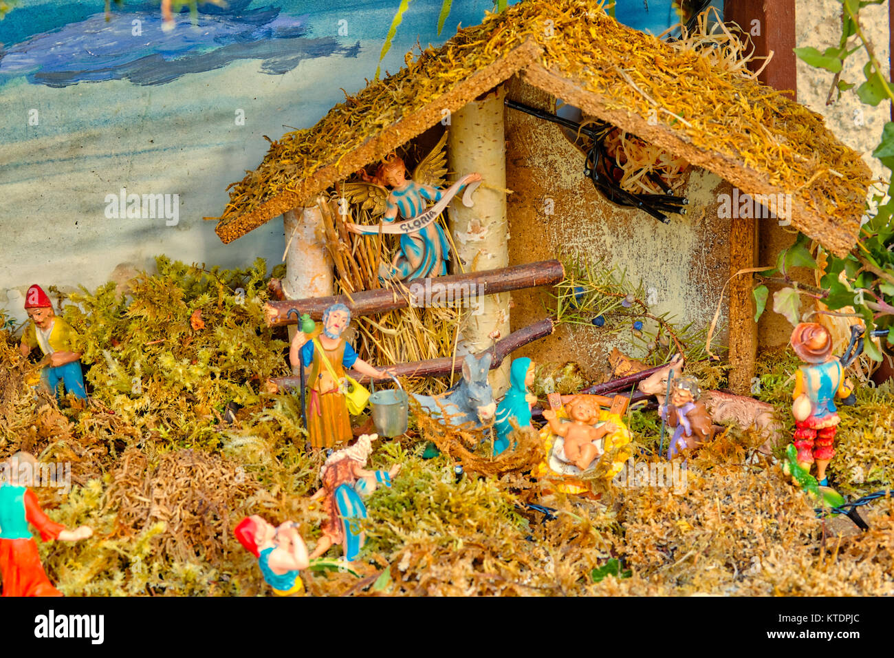 Nativity scene with The Holy Child, The Blessed Virgin Mary, Saint ...