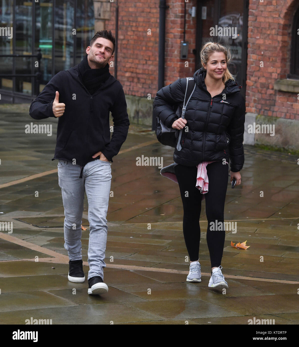 Gemma Atkinson and Aljaz Skorjanec are all smiles as they leave Key 103 ...