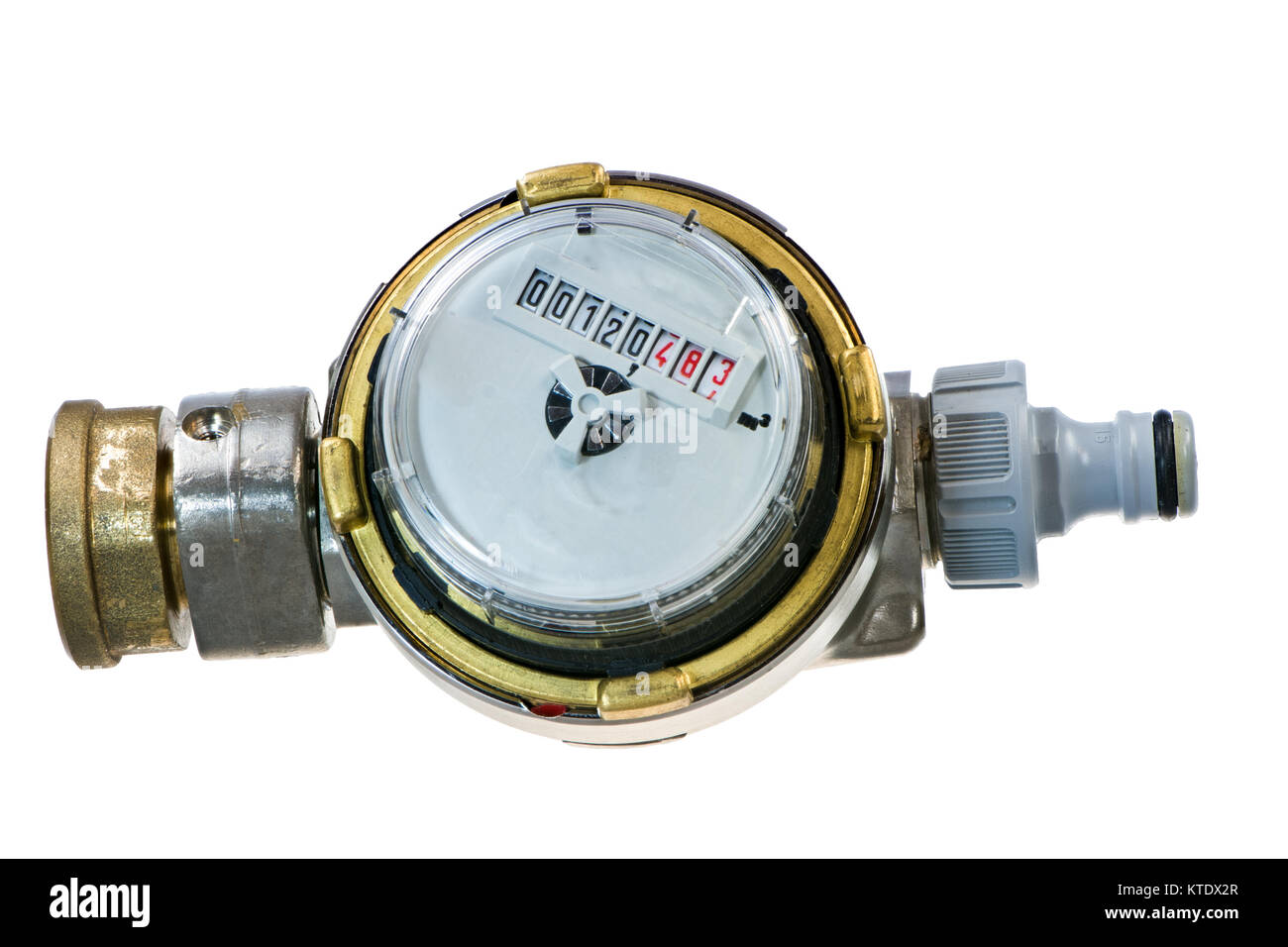 Closeup of an isolated water meter instrument Stock Photo Alamy
