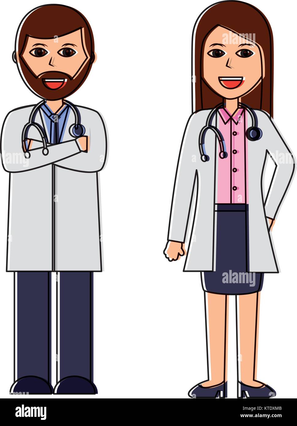 doctors man and woman healthcare icon image vector illustration design ...