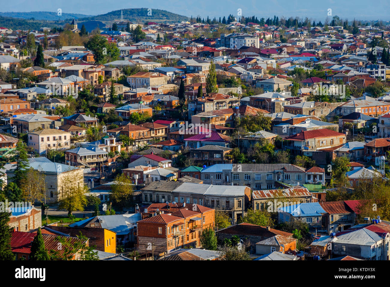 View over Kutaisi city skyline in autumn, Georgia Stock Photo