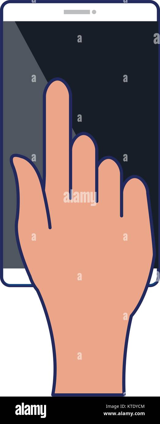 hand with smartphone device isolated icon vector illustration design ...