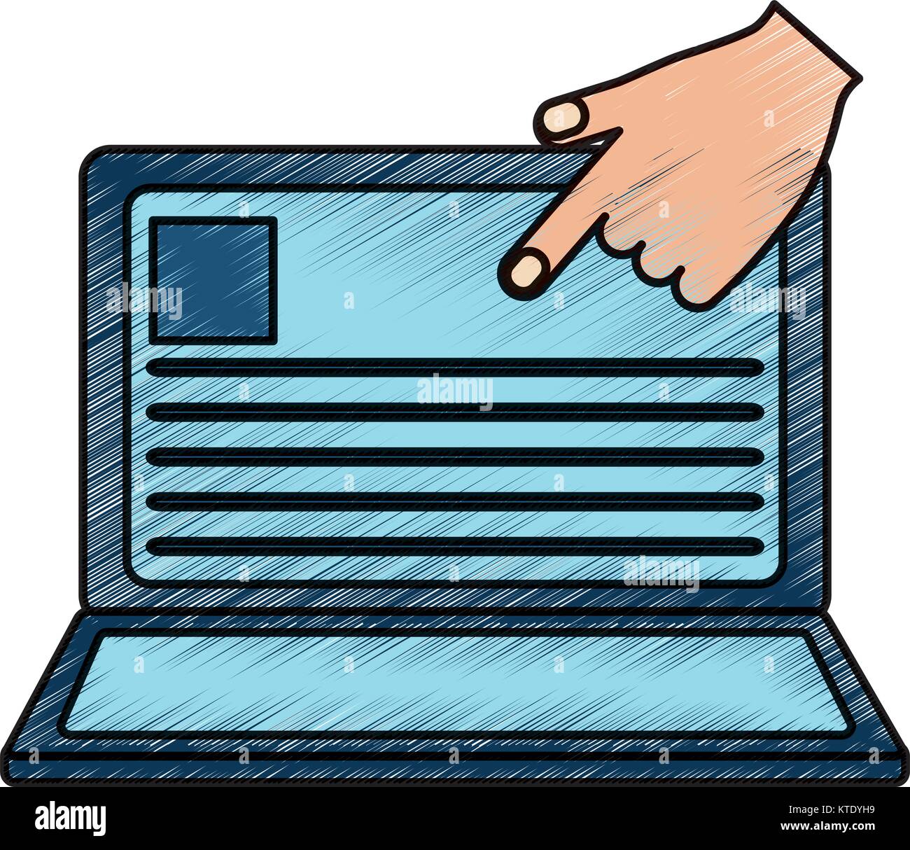 laptop with hand pointing website internet vector illustration drawing ...