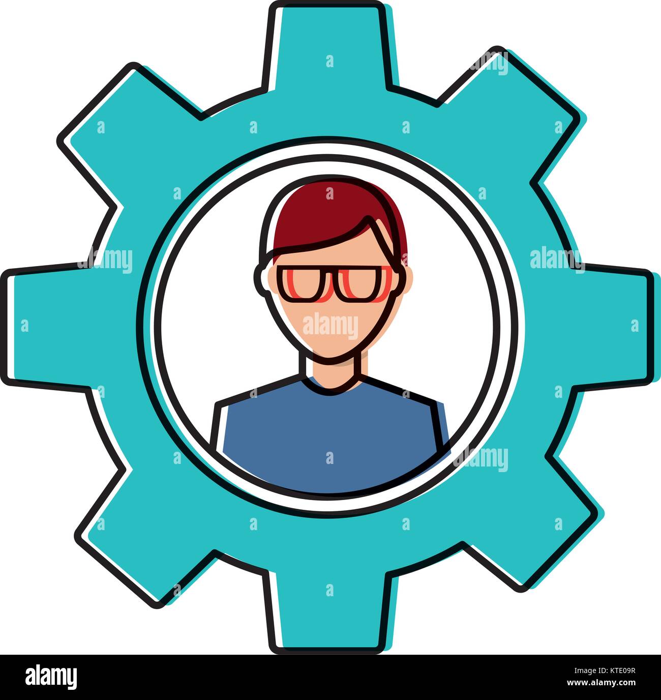 gear with person icon image vector illustration design Stock Vector ...