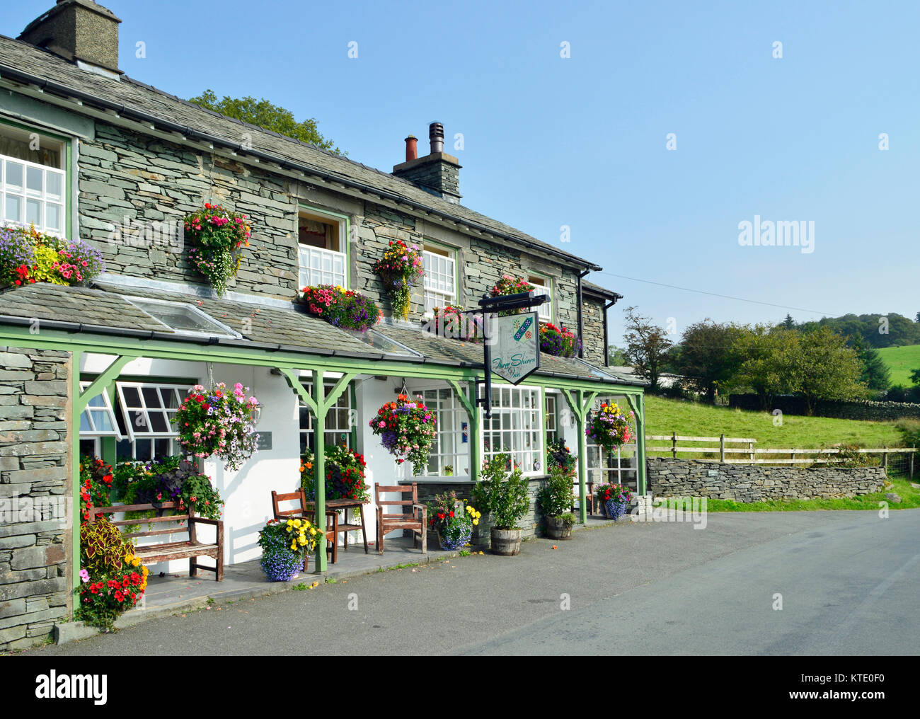 The Three Shires Pub Little Langdale Lake District National Park Stock Photo