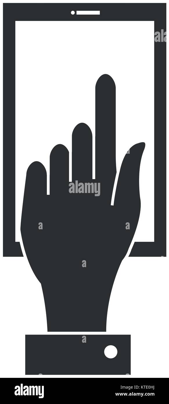 hand with smartphone device isolated icon vector illustration design ...