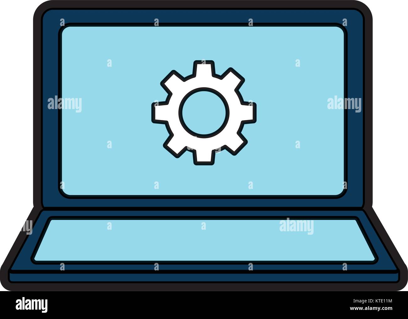 laptop with gear on screen computer icon image vector illustration ...
