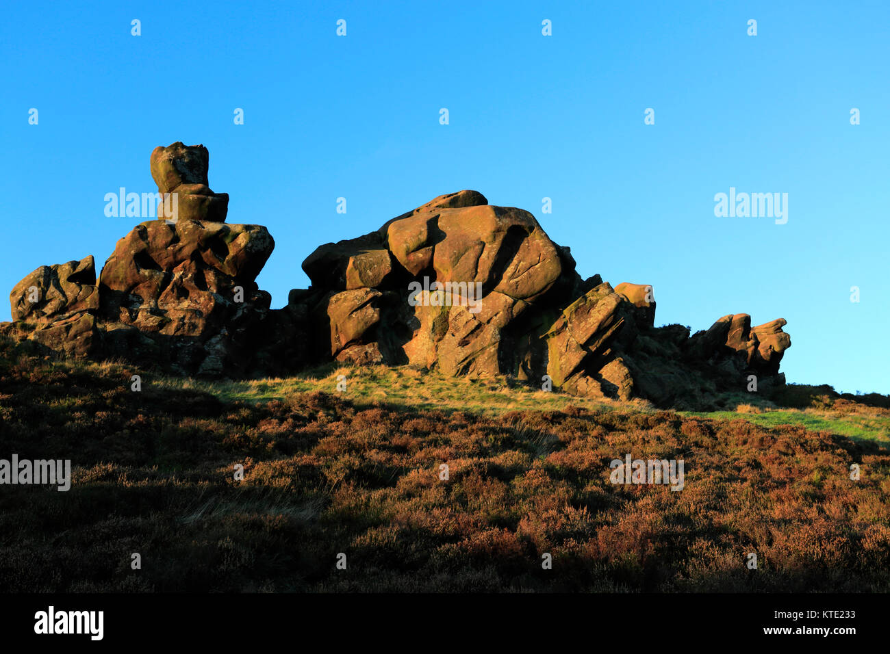Ramsden Rocks Sunset over the Sandstone rock formations of the Ramshaw Rocks ...