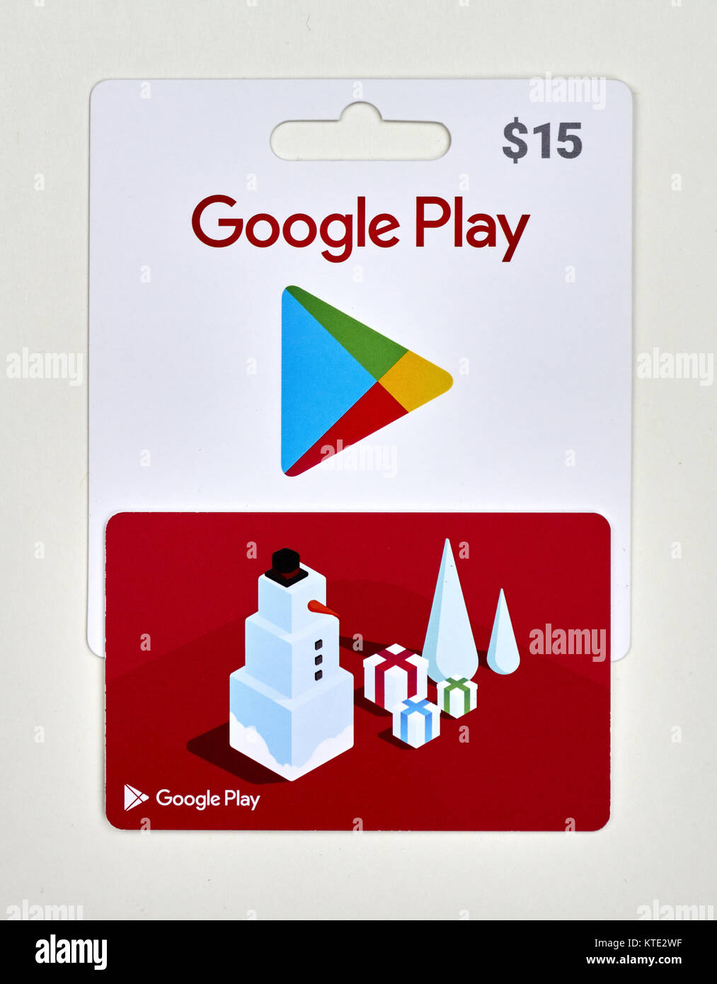 MONTREAL, CANADA - JULY 30, 2017 : Google play gift cards on a white background. Stock Photo