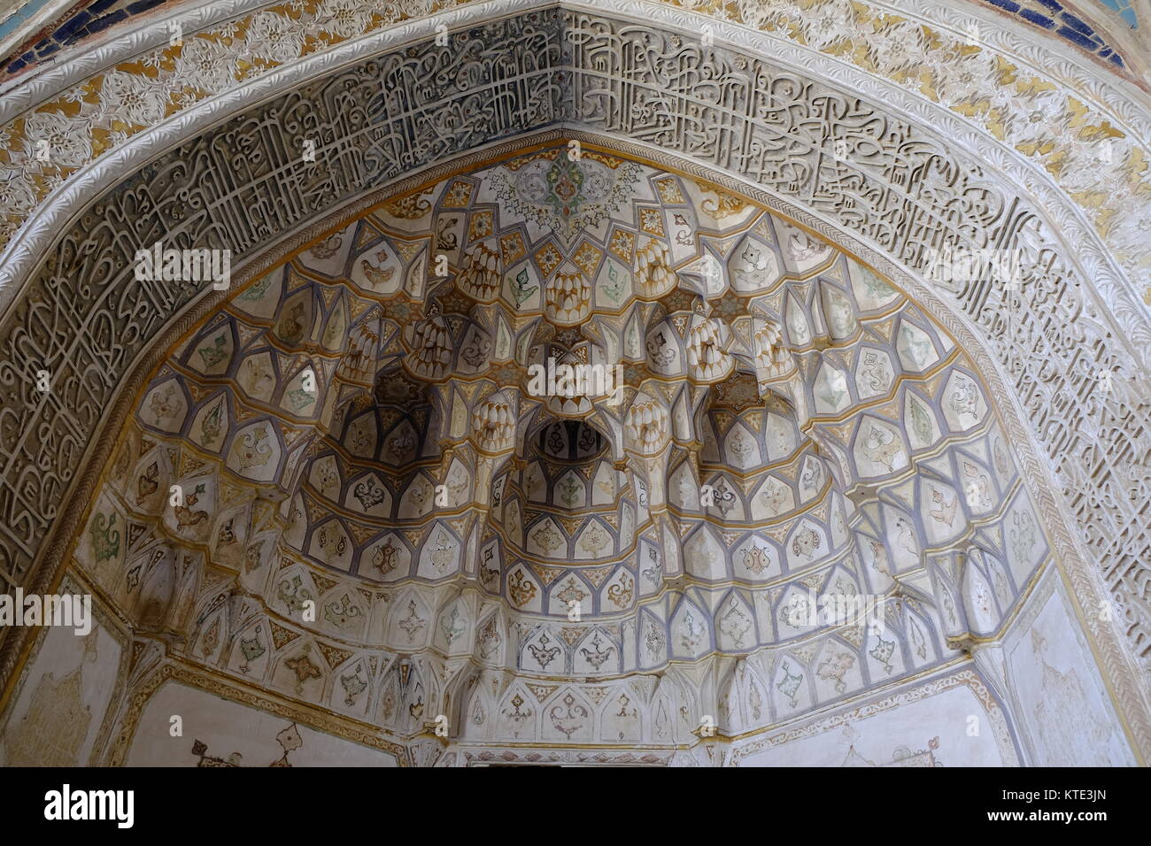 Agha Bozorg mosque’s ceiling decoration in Kashan in Isfahan province