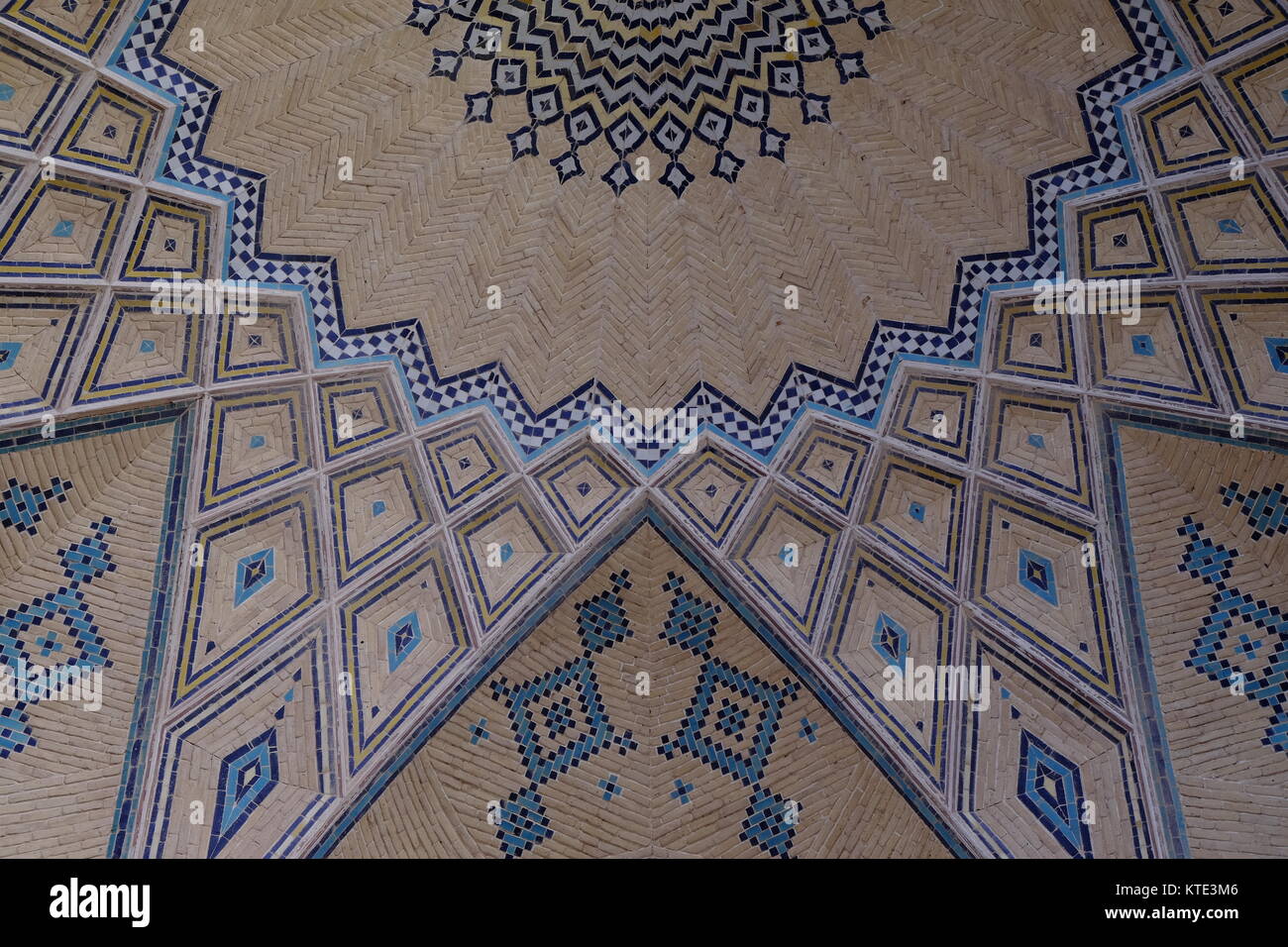 Agha Bozorg mosque’s ceiling decoration in Kashan in Isfahan province