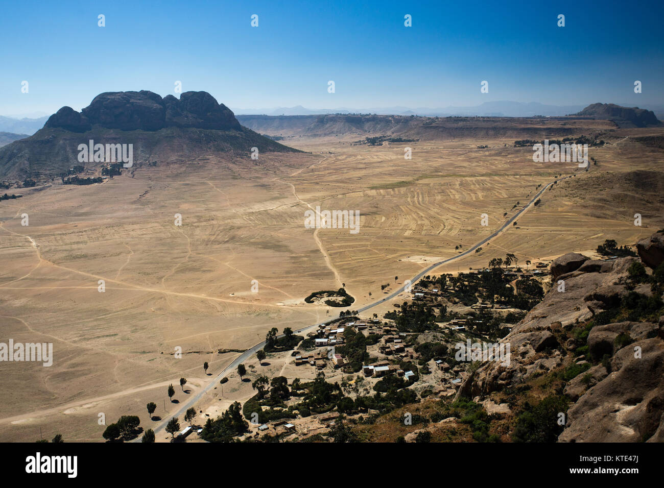 View of Senefe from the top of Metera archaeological site in the south of Eritrea near the border with Ethiopia. Stock Photo