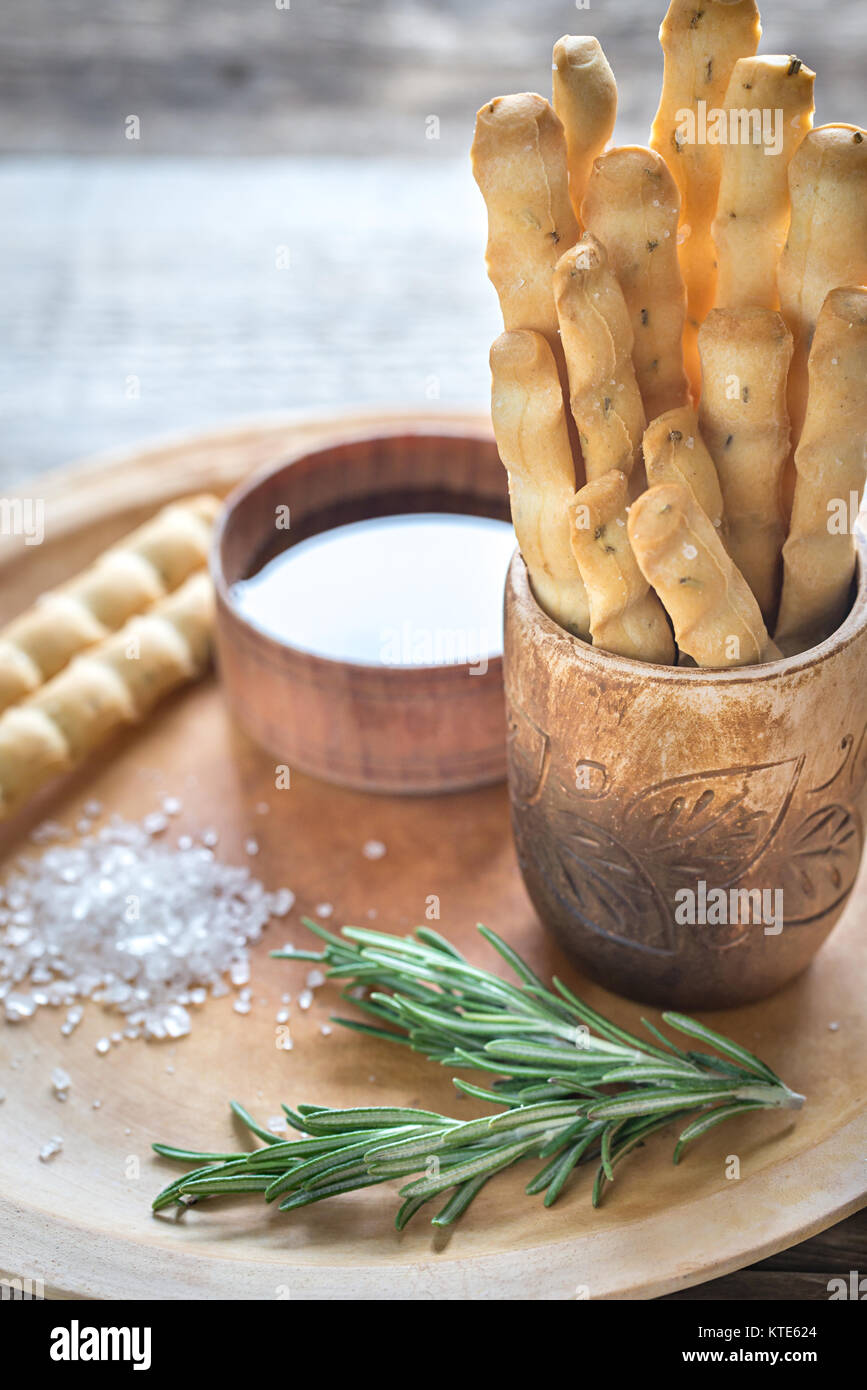 Rosemary breadsticks with ingredients Stock Photo Alamy