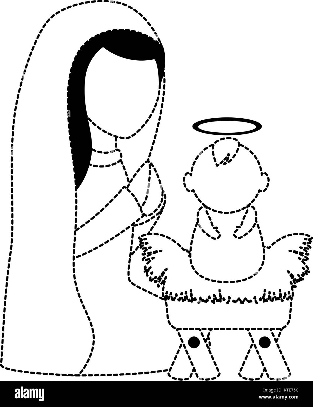 cute virgin mary with jesus baby characters vector illustration design  Stock Vector Image \u0026 Art - Alamy, image size:1070x1390
