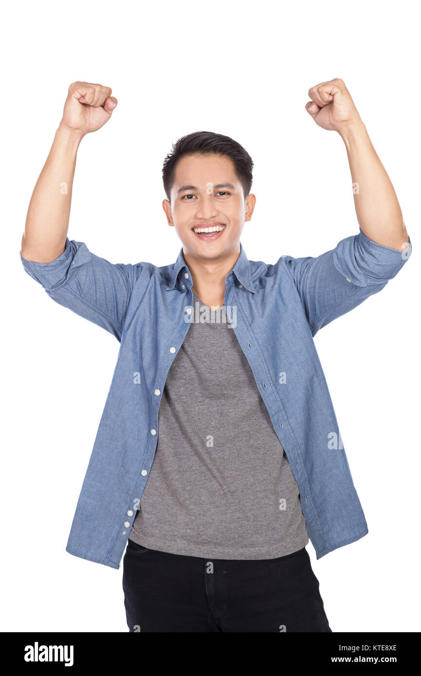 happy excited young Asian man Stock Photo - Alamy