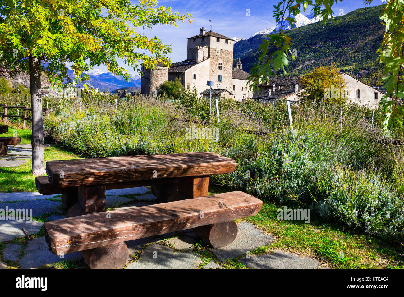 Beautiful Sarriod de la Tour castle,Valle d’Aosta,Italy. Stock Photo