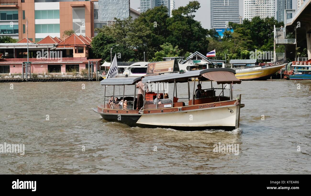 Hotel Shuttle Boat Chao Phraya River with a  Romantic Atmosphere Bangkok Thailand Stock Photo