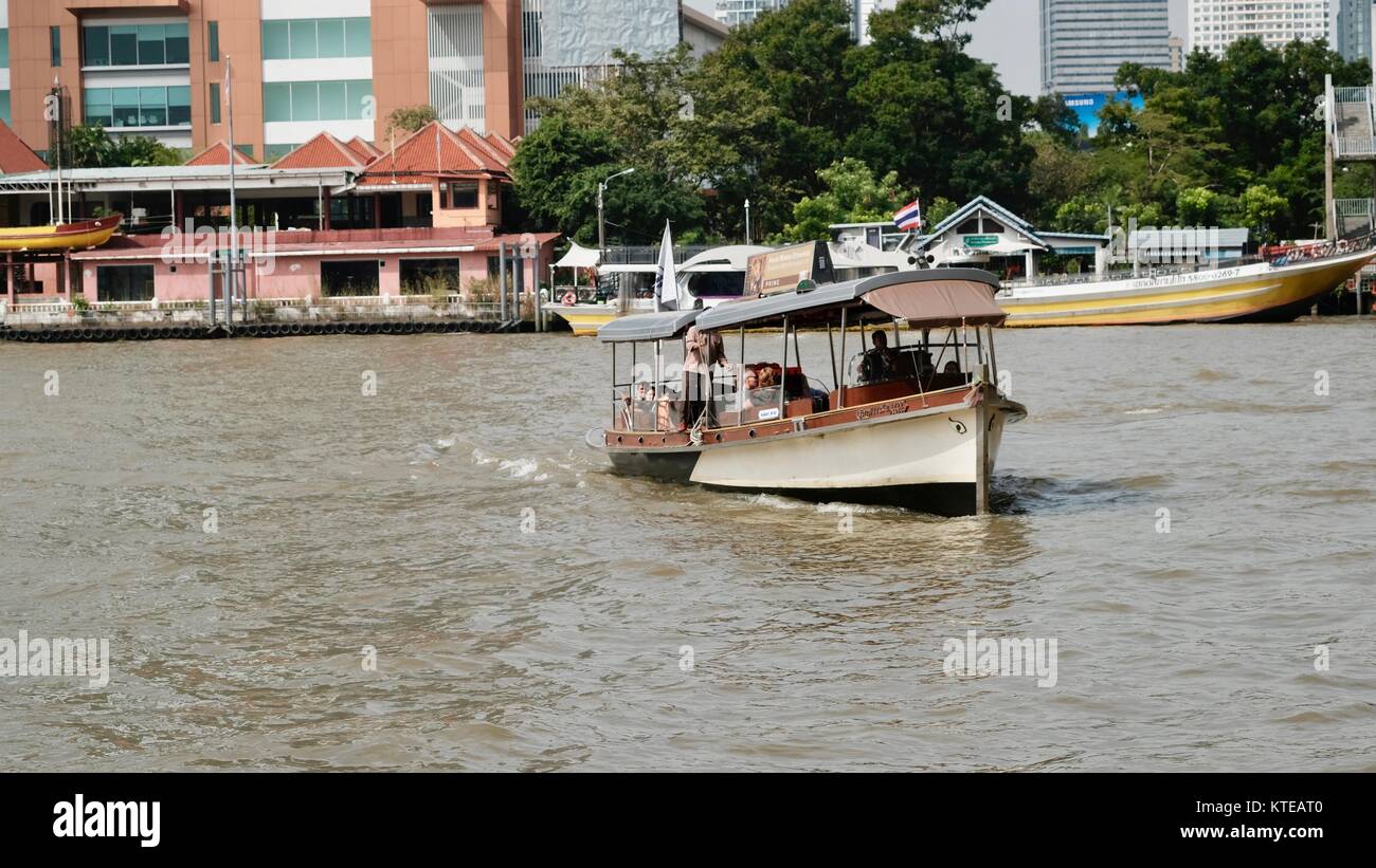 Hotel Shuttle Boat Chao Phraya River with a  Romantic Atmosphere Bangkok Thailand Stock Photo