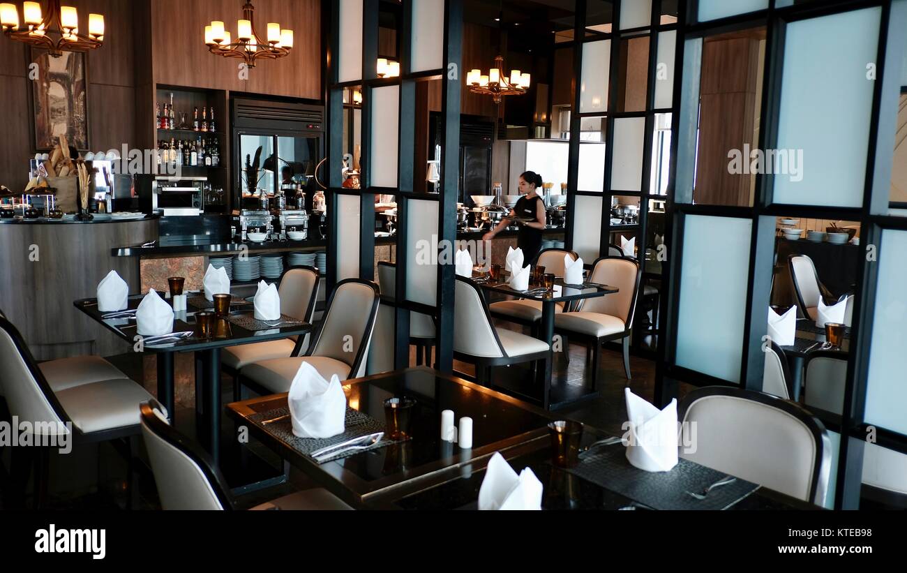 Medinii is a 35th floor Vibrant Modern Venue Gourmet Luxury Restaurant The Continent Hotel Bangkok Thailand Stock Photo