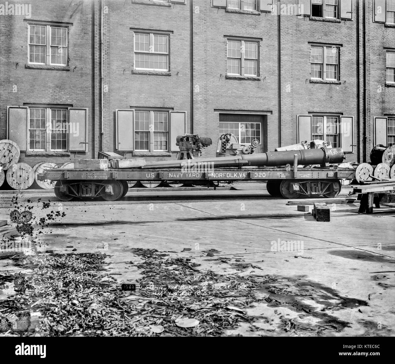 3/22/1918; Navy Yard Flat Car; U.S. Navy Yard, Norfolk, Va Stock Photo