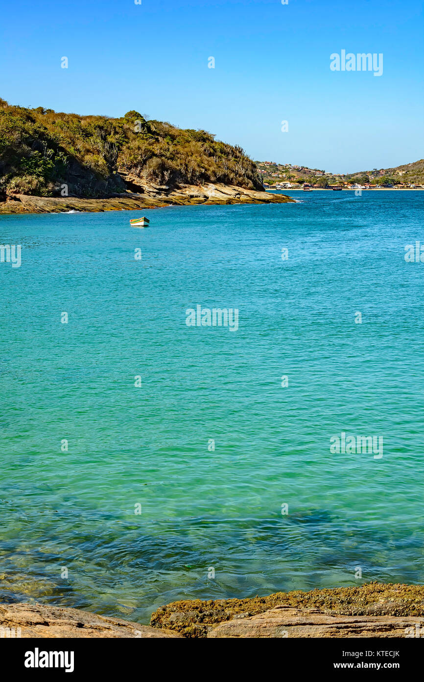 The paradisiac beach of Azedinha in the city Buzios with aguar greenish blue and transparent Stock Photo