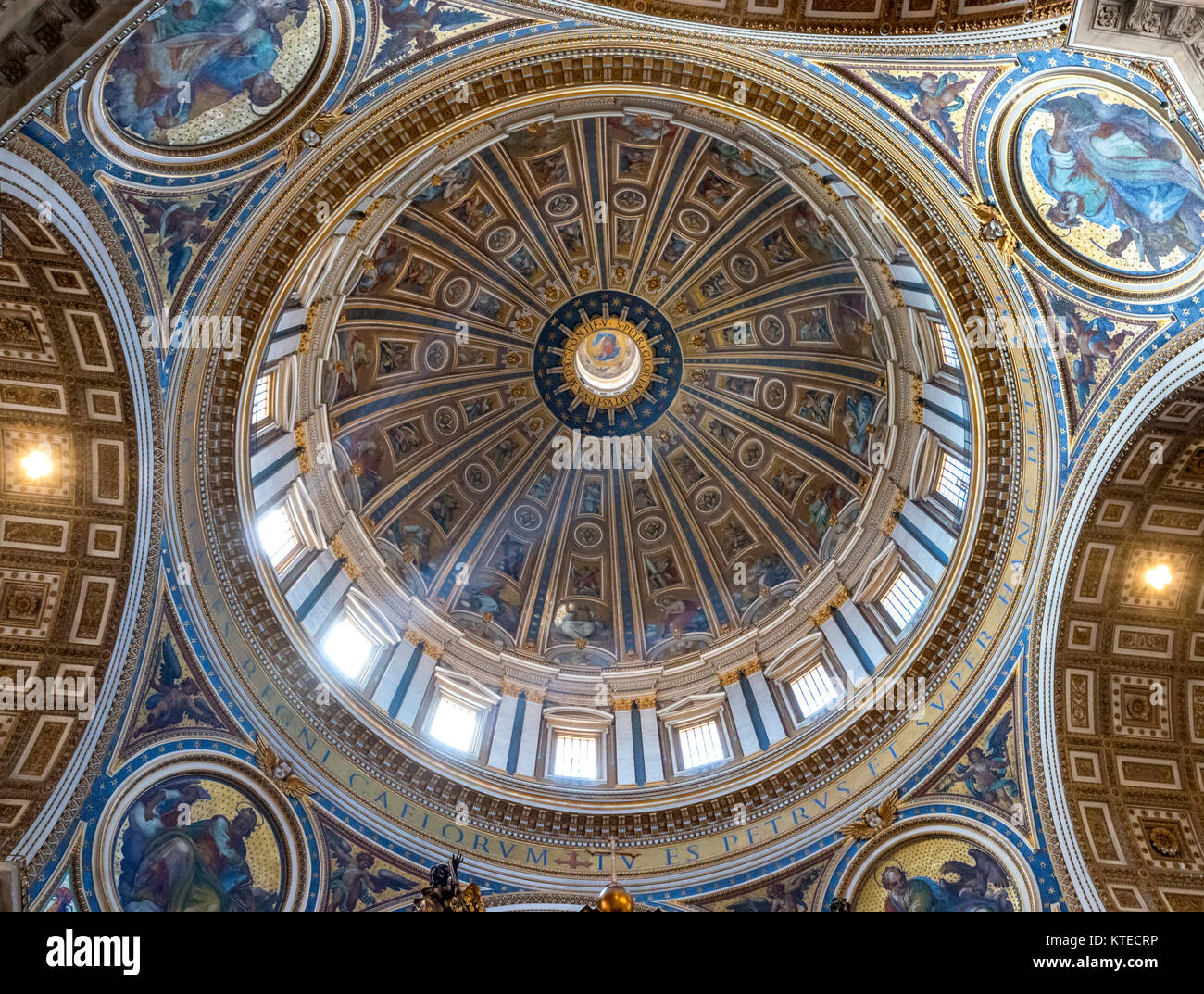 Interior of the dome of St Peter's Basilica, Vatican City, Rome, Italy Stock Photo