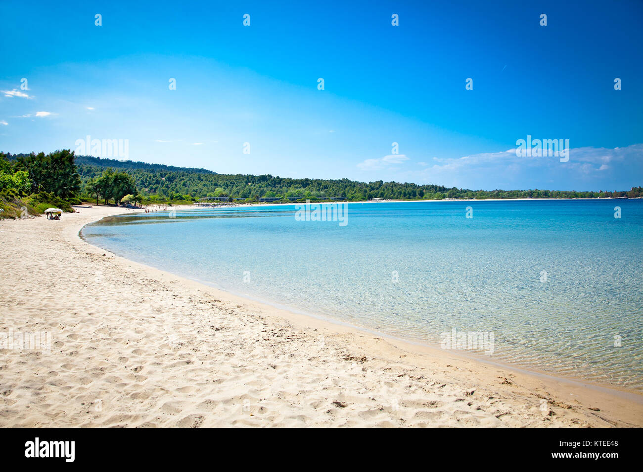 Paliouri sand beach on Kassandra peninsula, Halkidiki,  Greece. Stock Photo