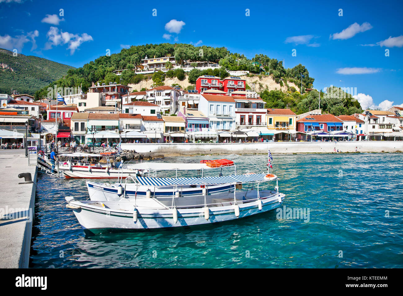 Beautiful panoramic view of Parga port and houses colors, Greece Stock Photo Alamy