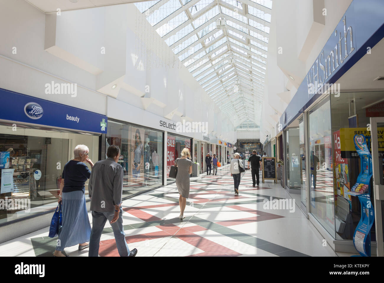 Interior of Brunel Shopping Centre, Queensway, Bletchley, Milton Keynes, Buckinghamshire, England, United Kingdom Stock Photo