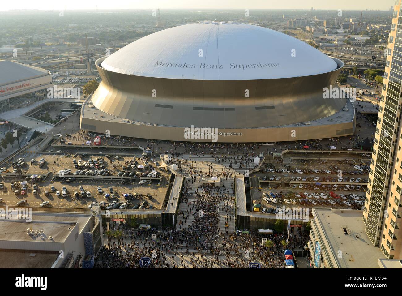 New Orleans' Superdome - Afternoon before Sunday Night NFL game between Green Bay Packers vs. New Orleans Saints, Superdome was filled with fans. Stock Photo