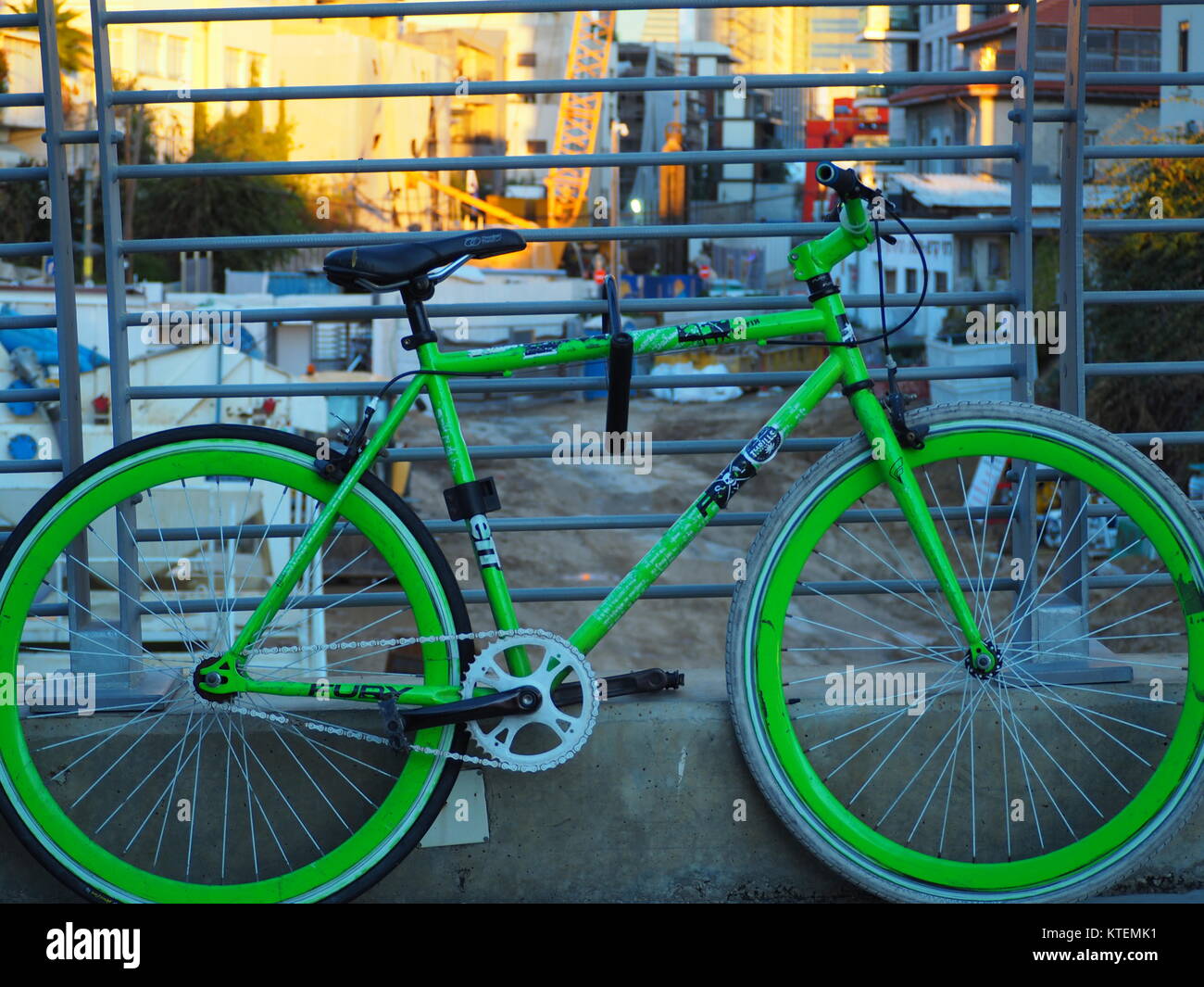 Colorful parking bicycle I buntes geparktes Fahrad in der Fußgängerzone ,  Leer, Ostfriesland, Niedersachsen, Deutschland Stock Photo - Alamy