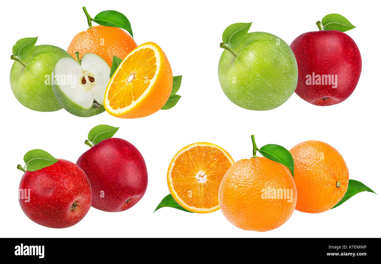 apple and orange isolated on white background Stock Photo - Alamy