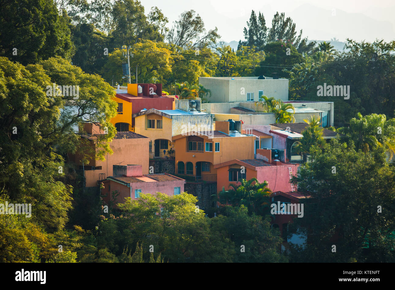 Beautiful Cuernavaca city landscape with colored houses Stock Photo