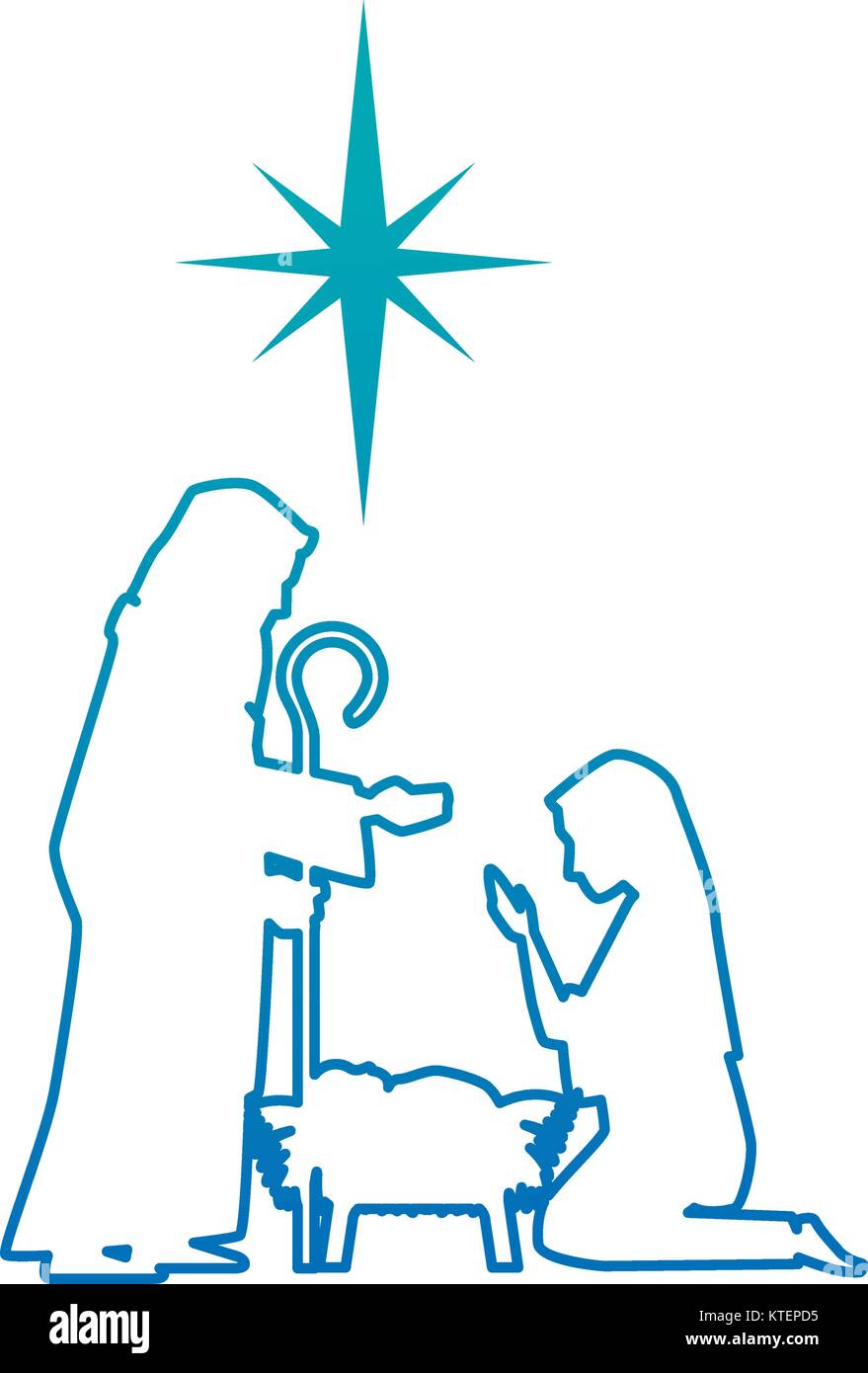 holy family silhouette christmas characters vector illustration design ...