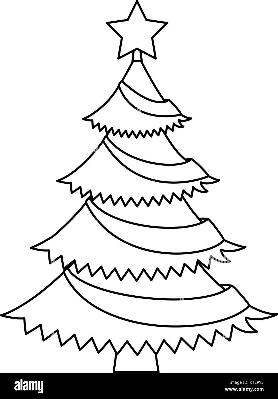 merry christmas tree with star vector illustration design Stock Vector ...