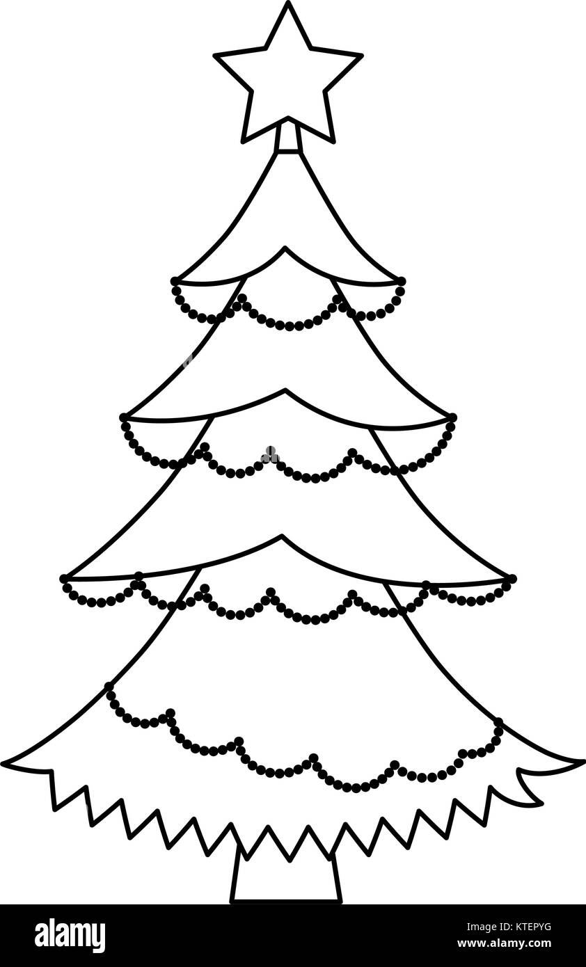 merry christmas tree with star vector illustration design Stock Vector ...